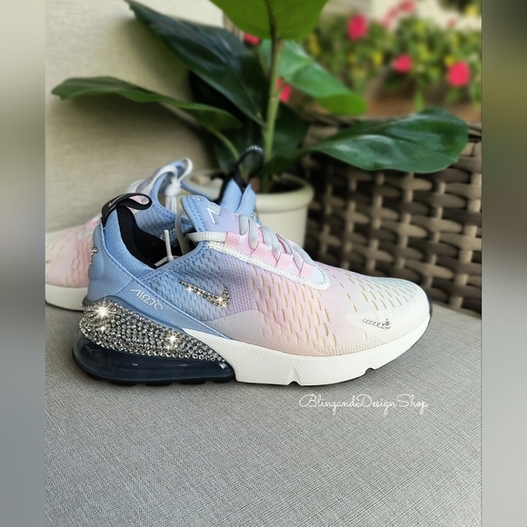 Bling Ombre Nike Air Max 270 Womens Sneakers Shoes Customized with Crystals - Picture 3 of 7